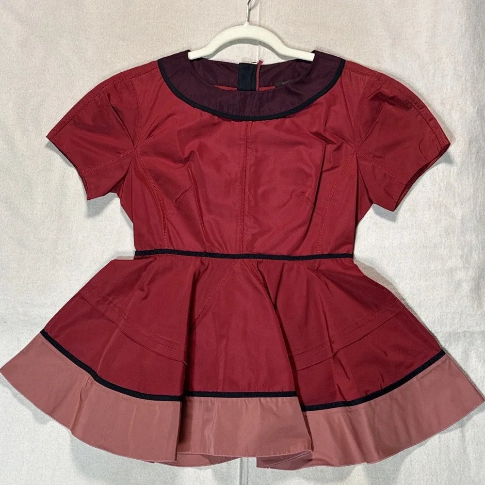 Louis Vuitton colorblock peplum blouse Sleeveless Crew Neckline Tiered Hem